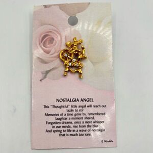 Gold Angel Lapel Pin Nostalgic Spinning Wheel Angel Brooch